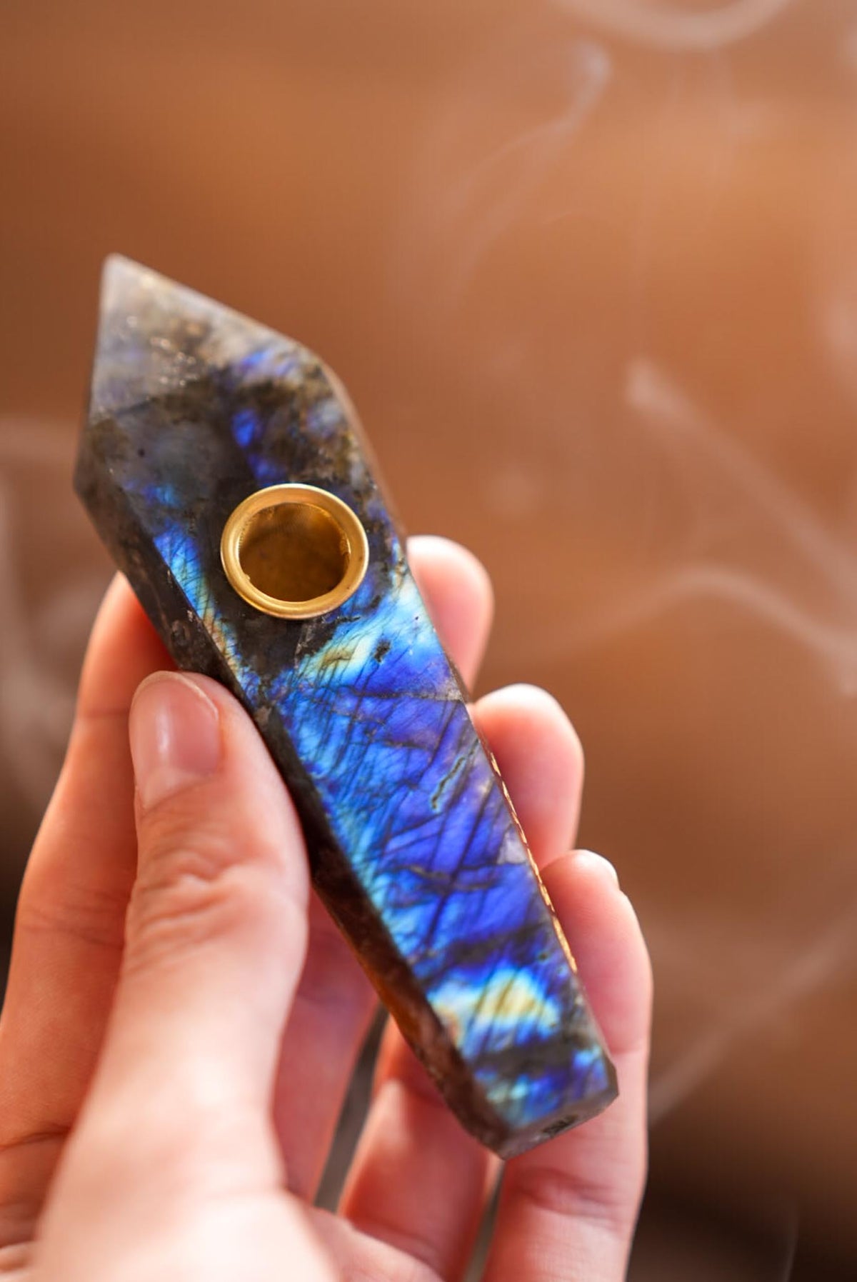 Labradorite Magic Pipe + FREE Dried Blue Lotus