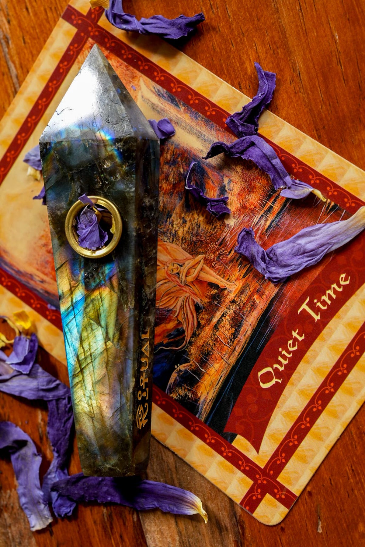 Labradorite Magic Pipe + FREE Dried Blue Lotus